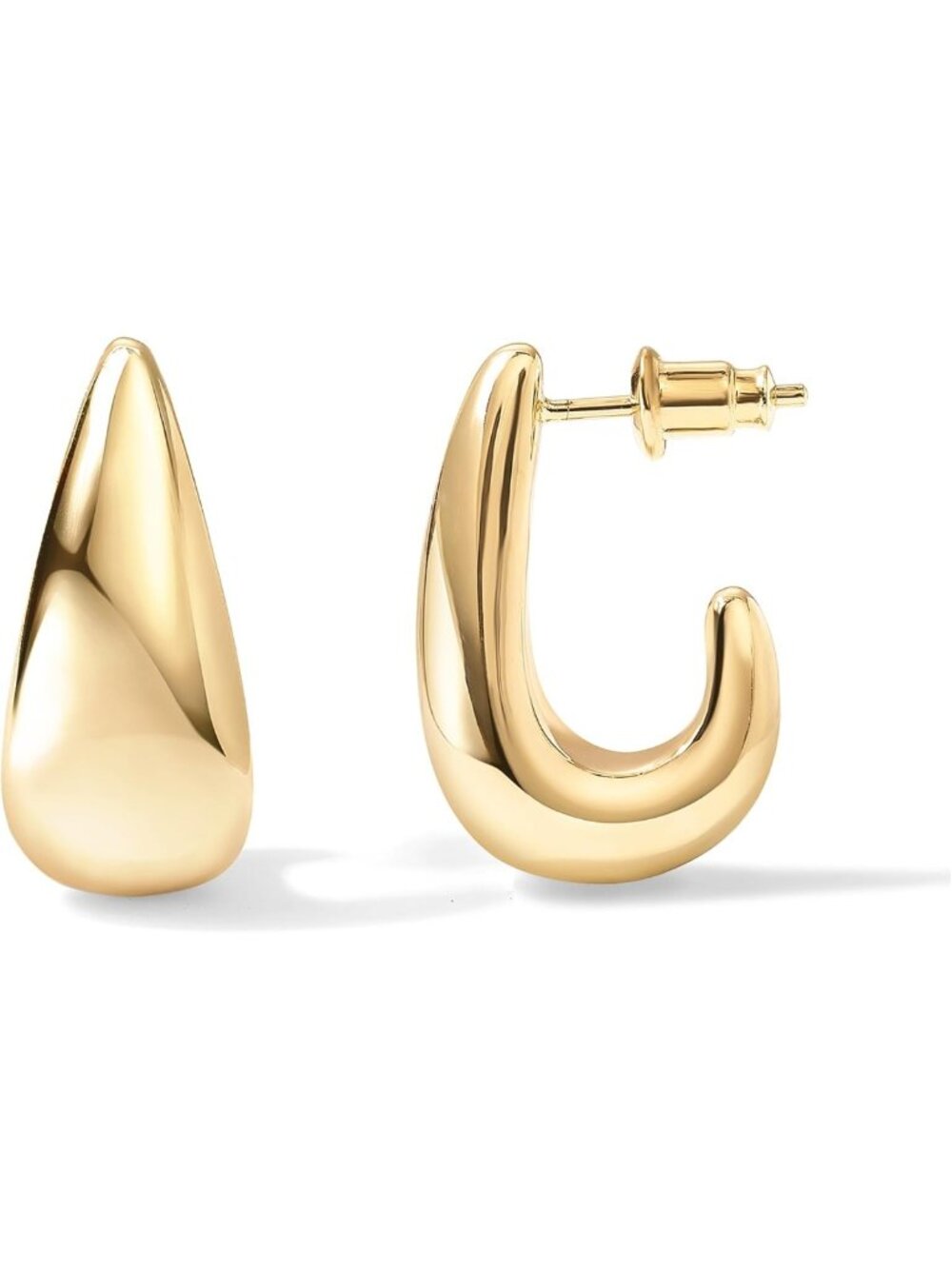 Chic 14K Gold Plated Sterling Silver Huggie Earrings | Statement Dome Hoops for